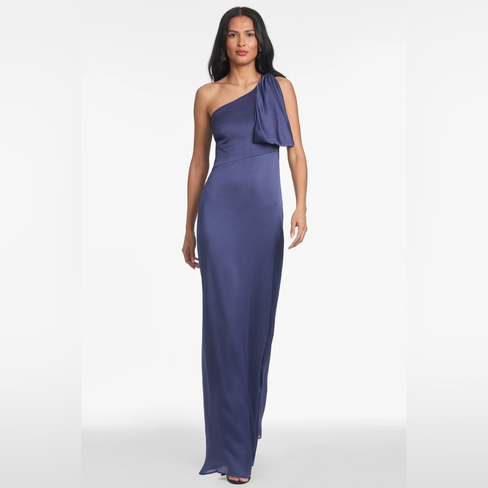 Sachin + Babi Blue One-Shoulder Gown for Weddings